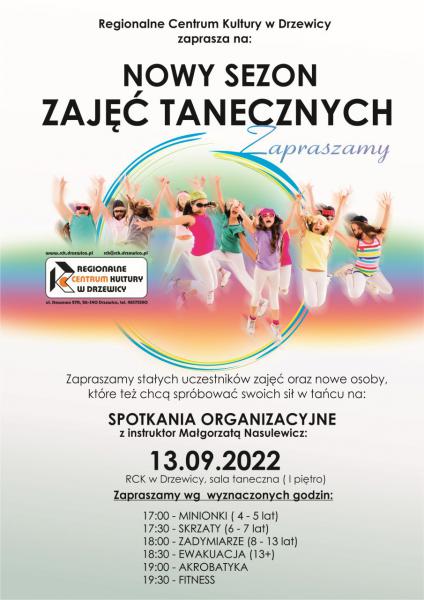 Plakat promujący nabór na zajęcia taneczne