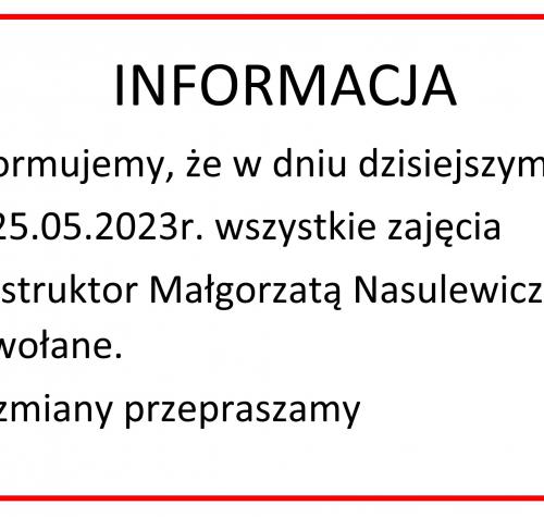 Informacja 25.05.2023